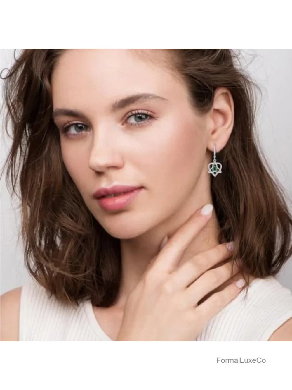 925 Sterling Silver Celtic Knot Dangle Earrings CZ Birthstone Leverback for
